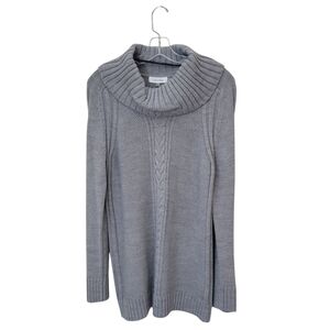 Calvin Klein Soft Cable Knit Ribbed Cowl Neck Textured Sweater Size M Cozy Comfy